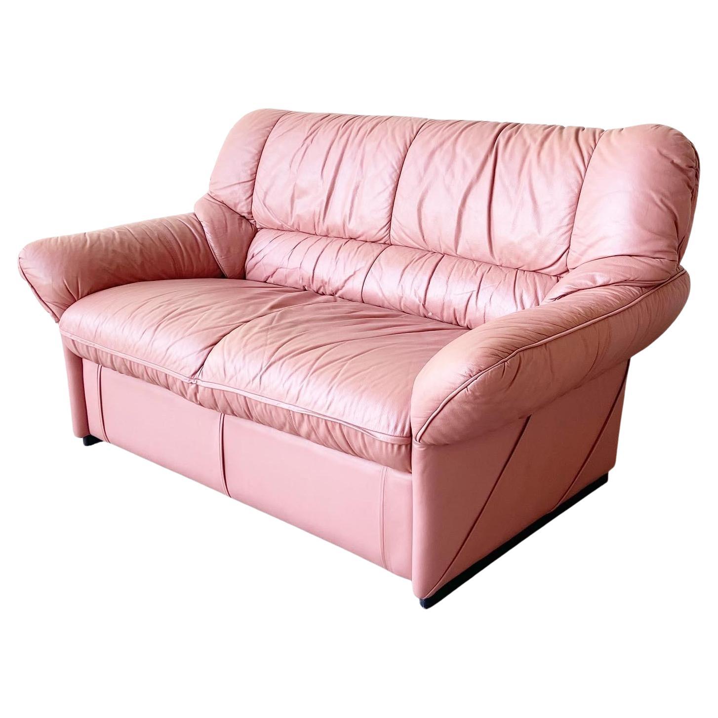 Postmodern Pink Leatherette Sofa Love Seat by Pro-Design