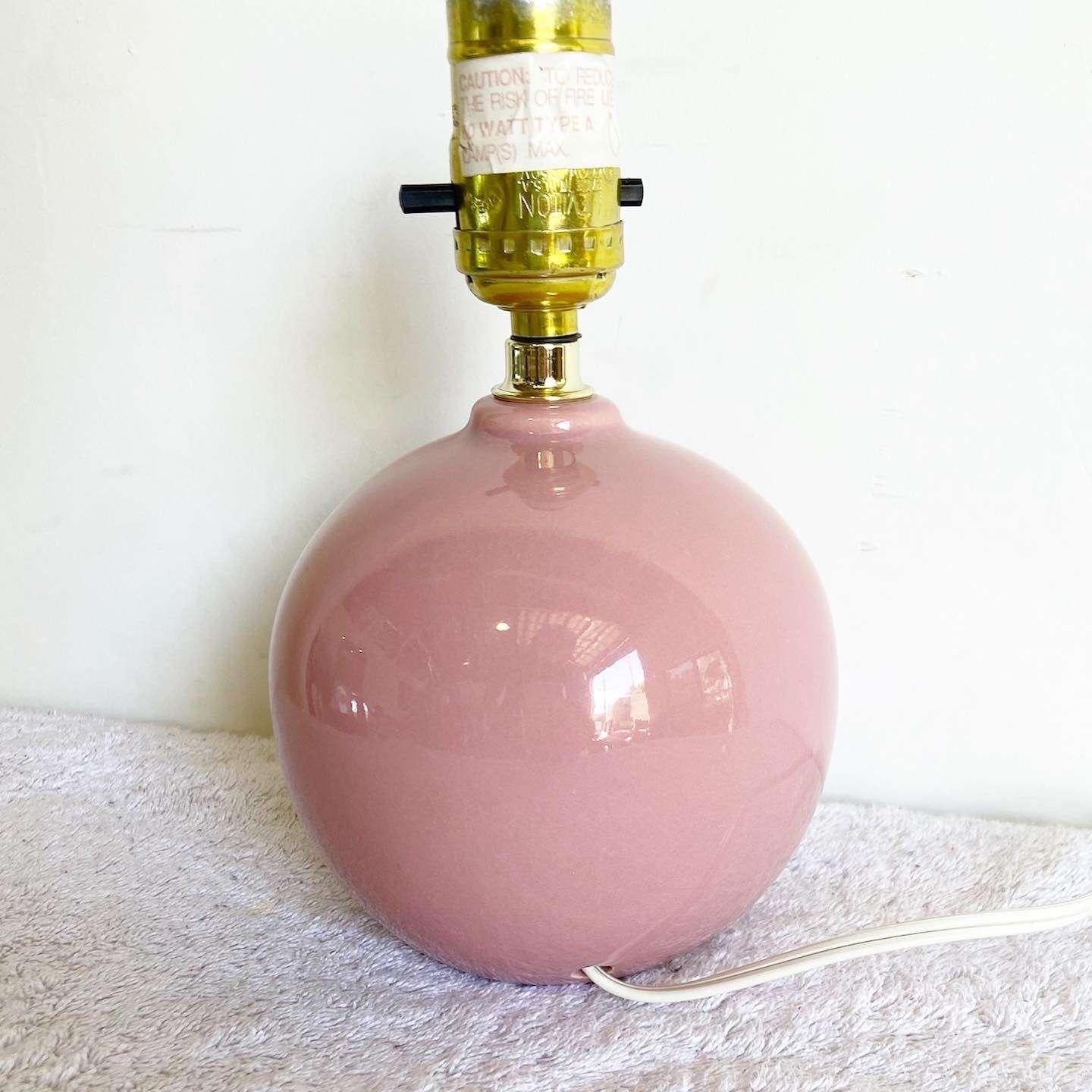 Post-Modern Postmodern Pink Mauve Glossed Spherical Table Lamp For Sale