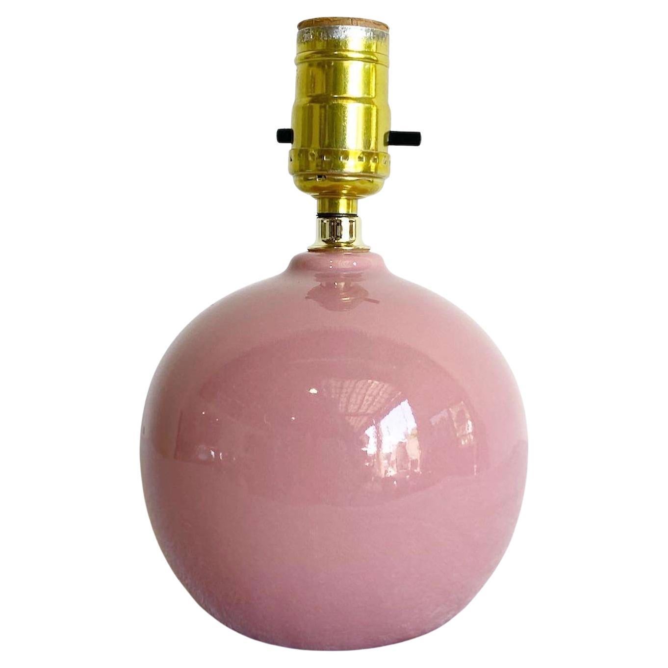 Postmodern Pink Mauve Glossed Spherical Table Lamp For Sale
