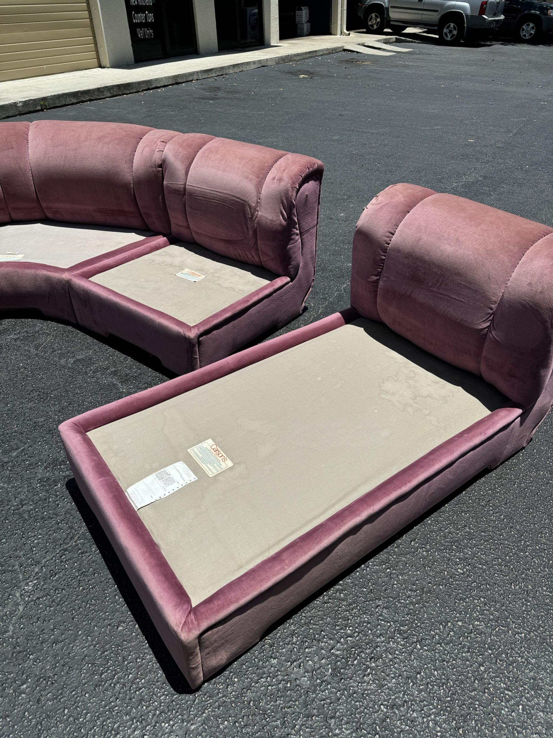 Postmodern Pink Modular Sofa by Carson’s - 5 Pieces In Good Condition In Delray Beach, FL