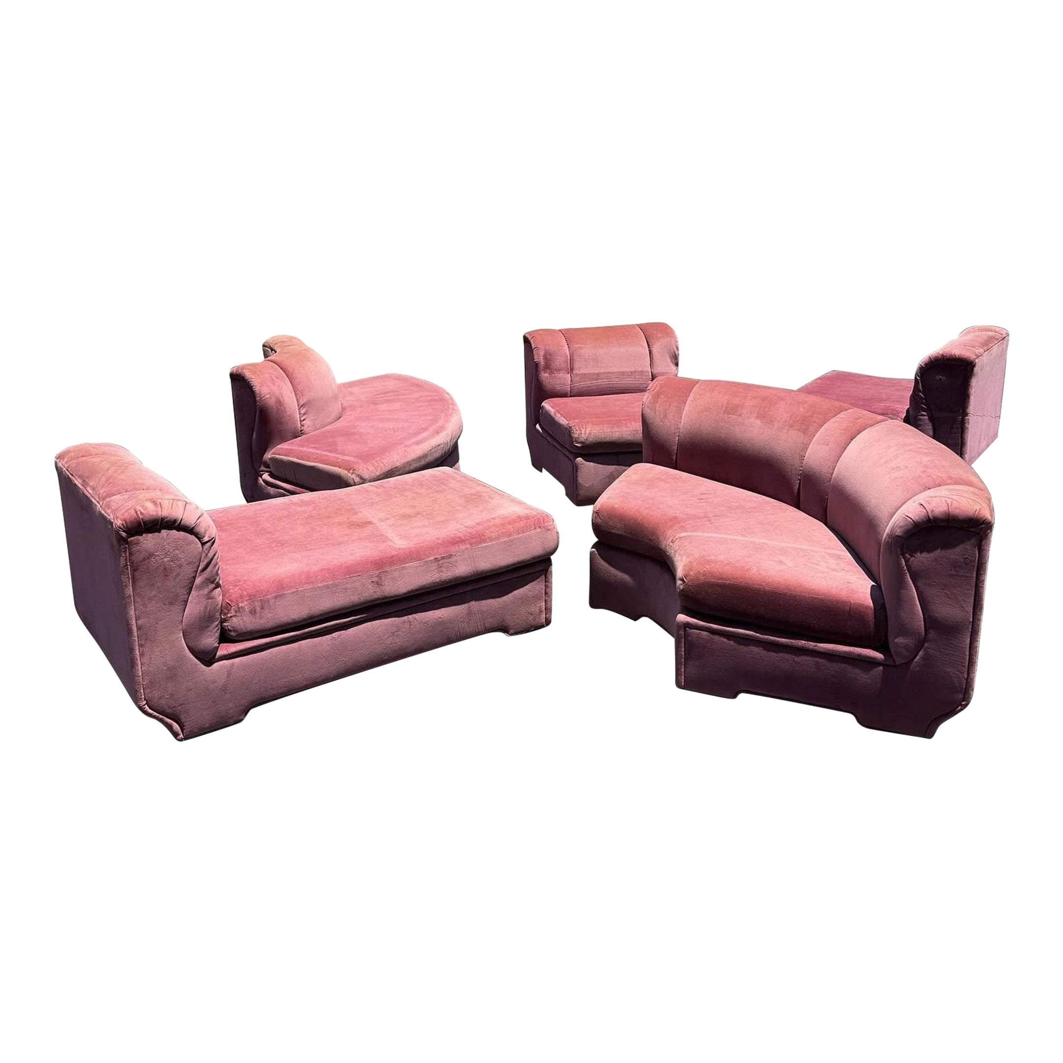 Postmodern Pink Modular Sofa by Carson’s - 5 Pieces