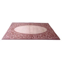 Tapis rectangulaire postmoderne rose sur rose