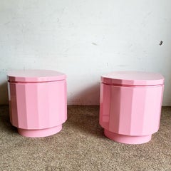Postmodern Pink Oversized Nightstands - a Pair