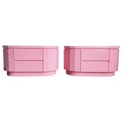Postmodern Pink Oversized Nightstands - a Pair