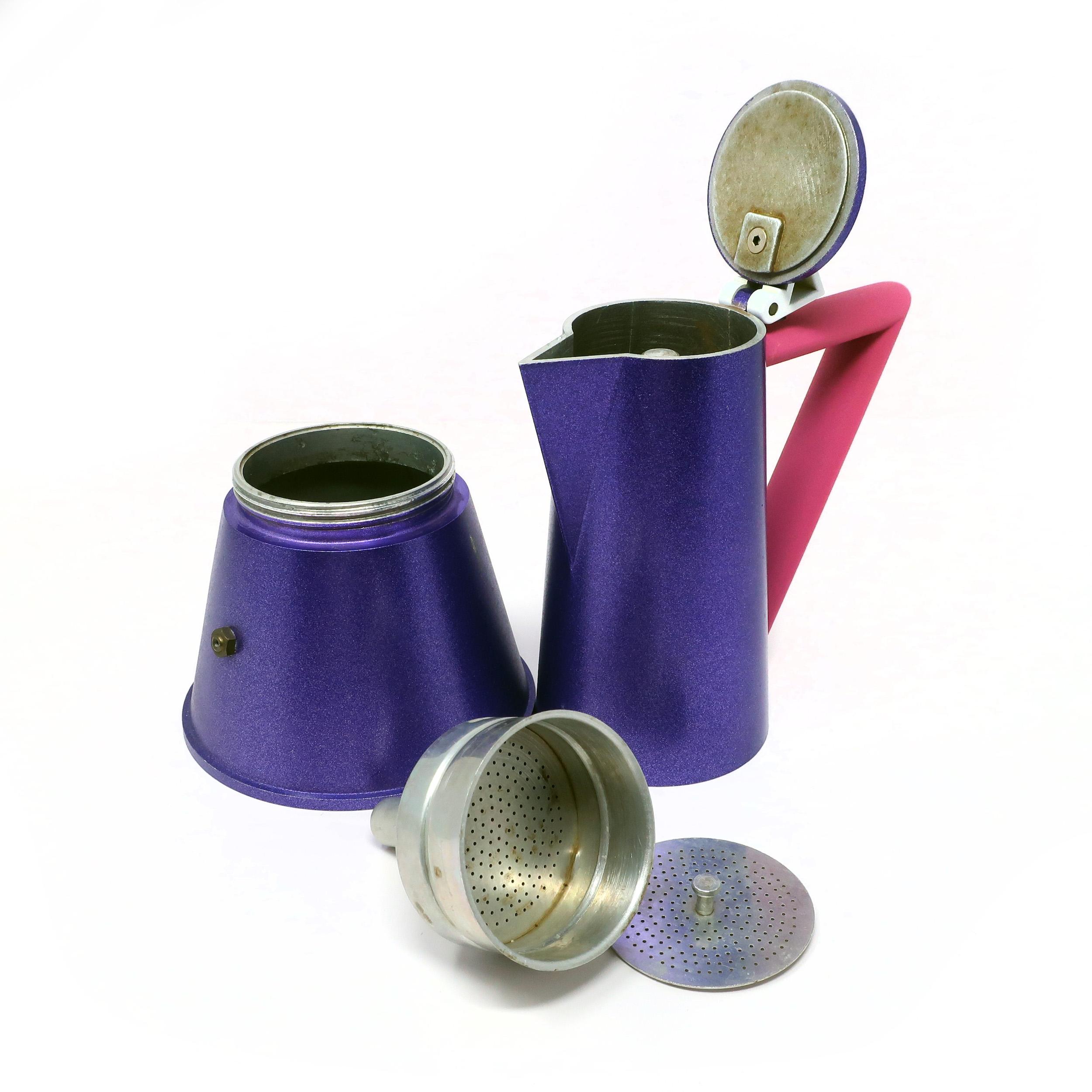 20th Century Postmodern Pink and Purple Espresso Pot by Ettore Sottsass for Lagostina