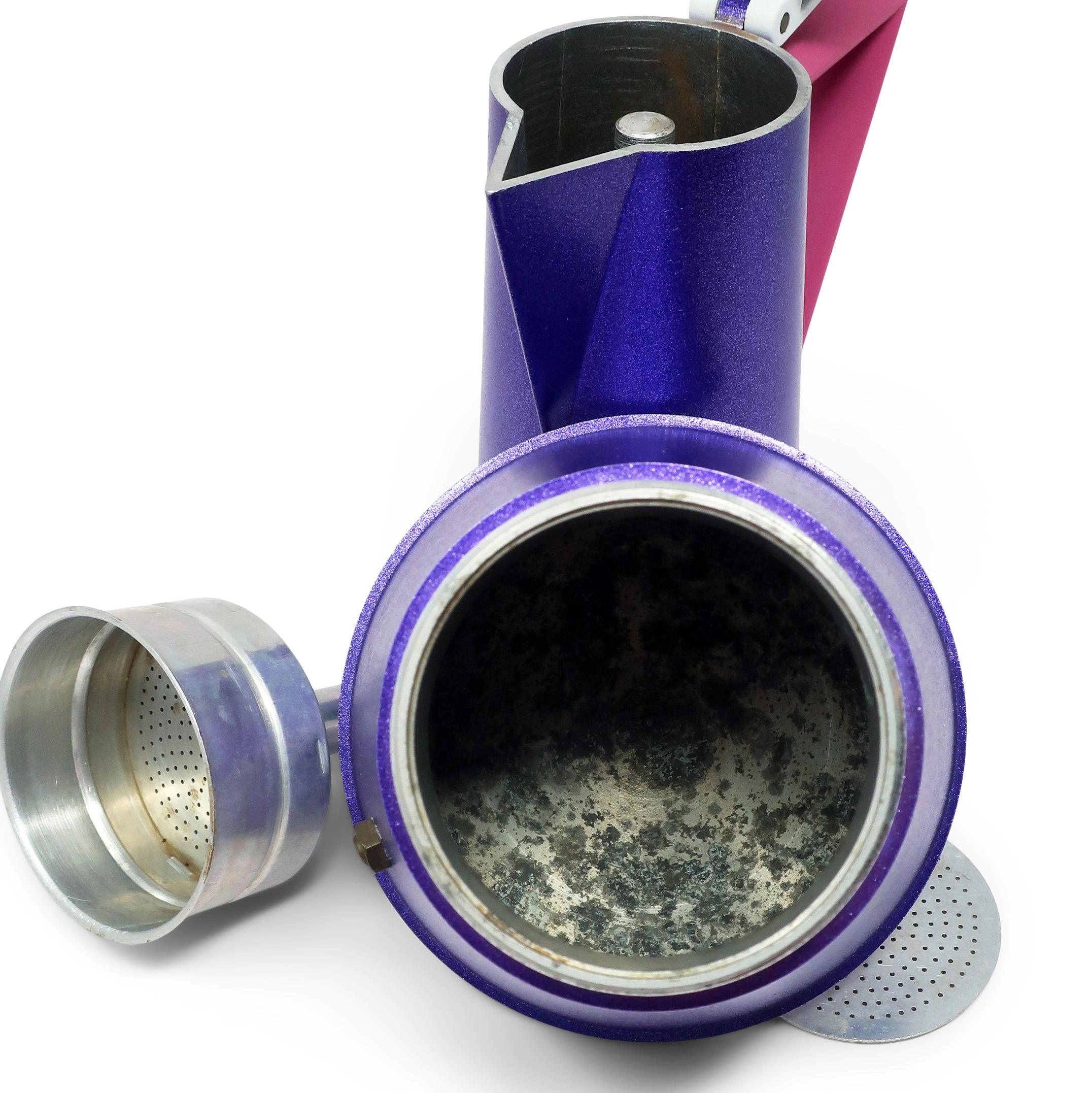 Metal Postmodern Pink and Purple Espresso Pot by Ettore Sottsass for Lagostina