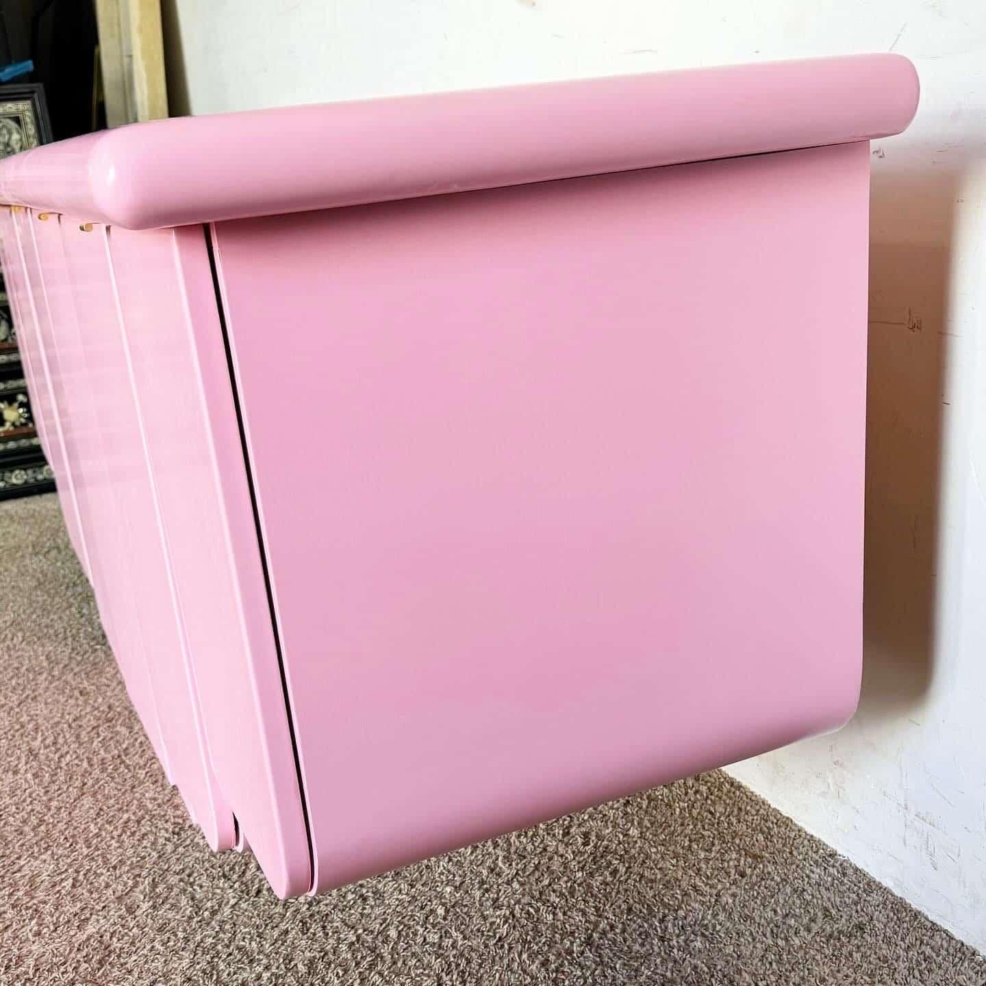 Wood Postmodern Pink Scalloped Floating Credenza