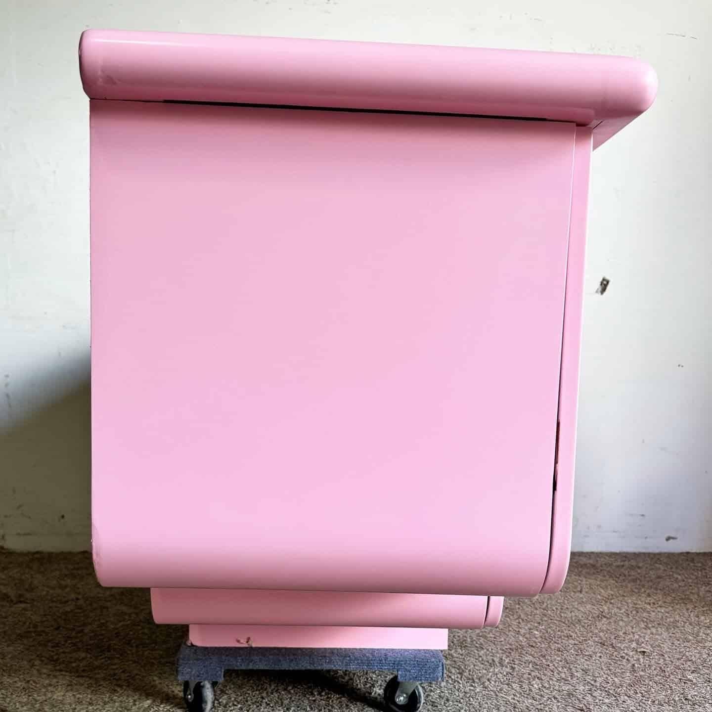Postmodern Pink Scalloped Floating Credenza 1