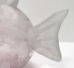 Postmodern Pink Scavo Glass Decorative Fish Figure, Italy