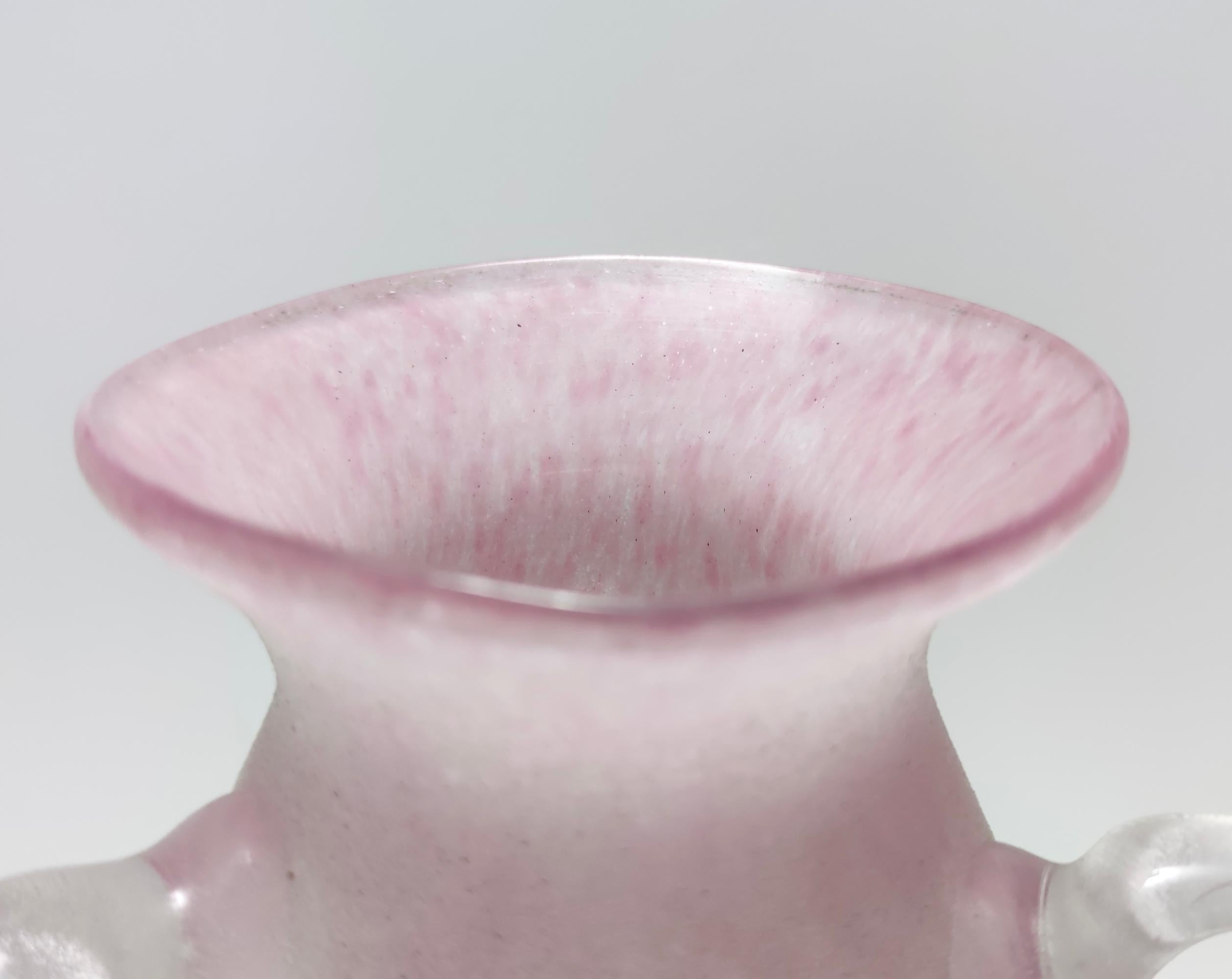 Murano Glass Postmodern Pink Scavo Glass Vase Ascribable to Gino Cenedese, Italy For Sale