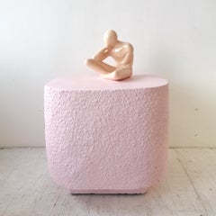 Postmodern pink textured plaster side or coffee table, USA c1980s