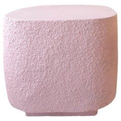 Postmodern pink textured plaster side or coffee table, USA c1980s