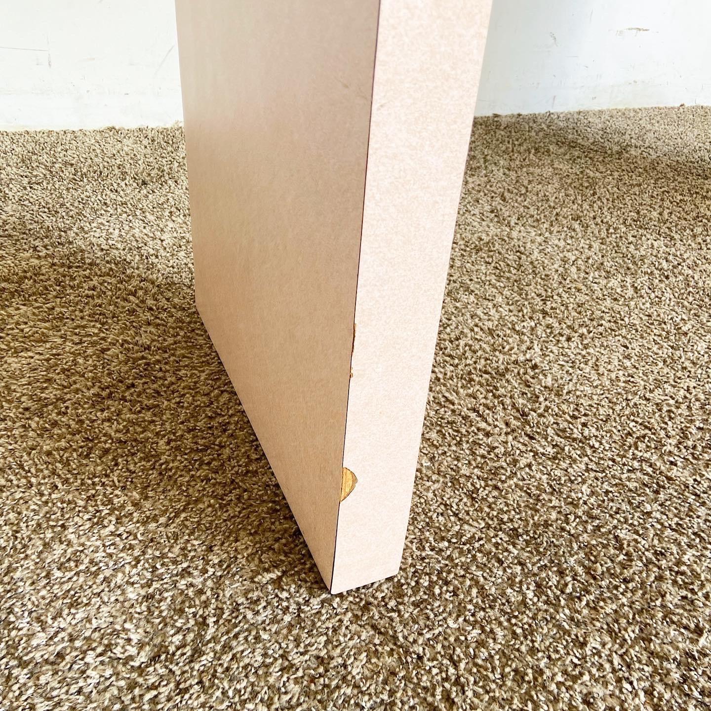 Postmodern Pink Wash Laminate Waterfall Console Table 2