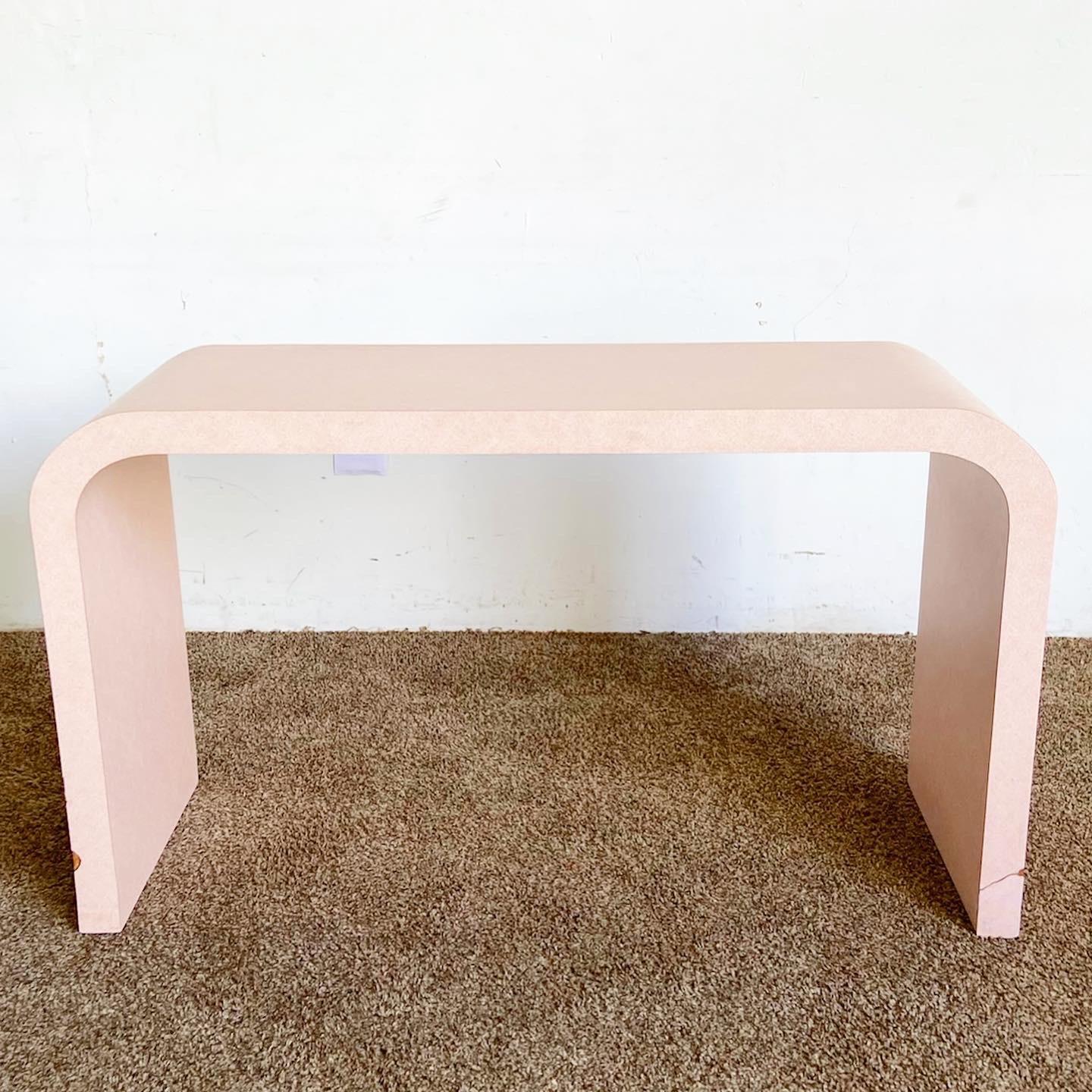 Post-Modern Postmodern Pink Wash Laminate Waterfall Console Table