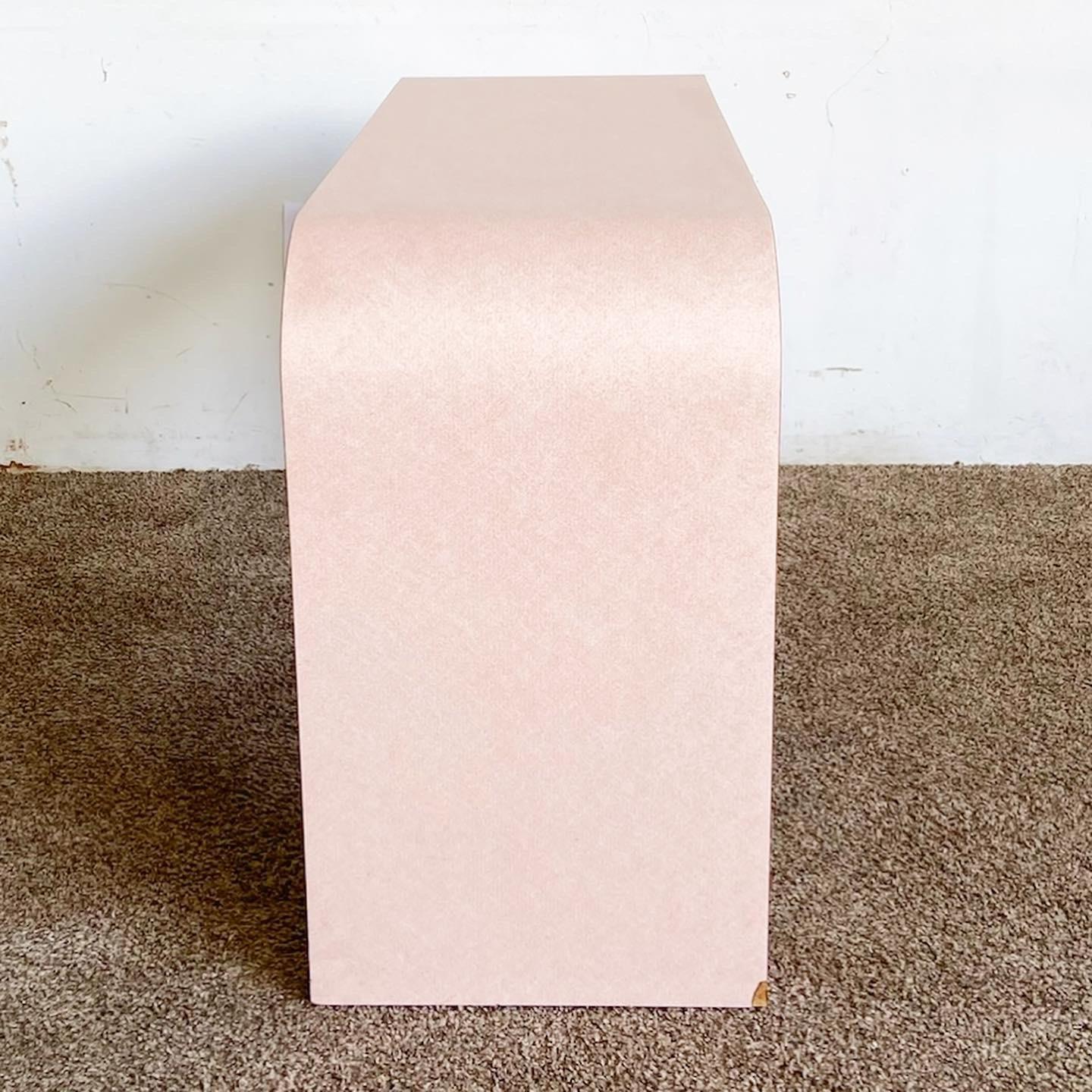 American Postmodern Pink Wash Laminate Waterfall Console Table