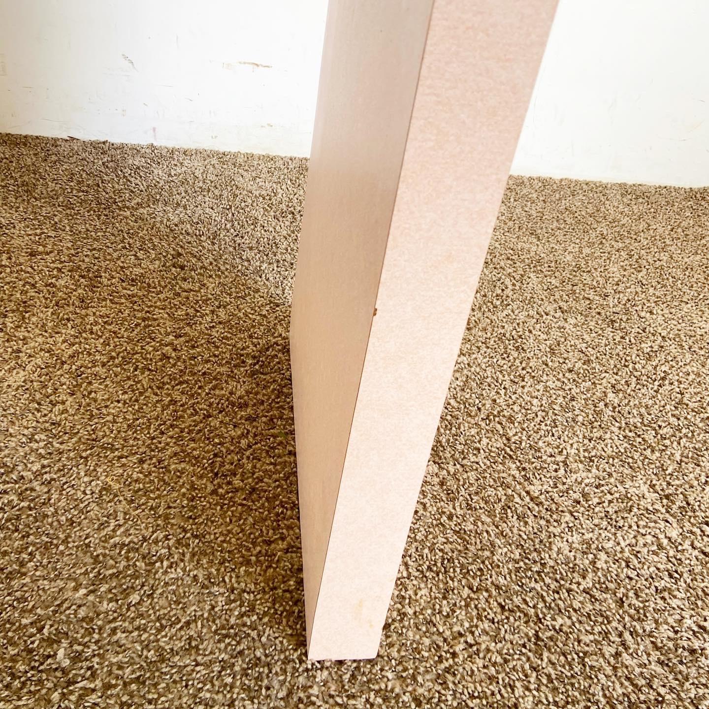 Wood Postmodern Pink Wash Laminate Waterfall Console Table