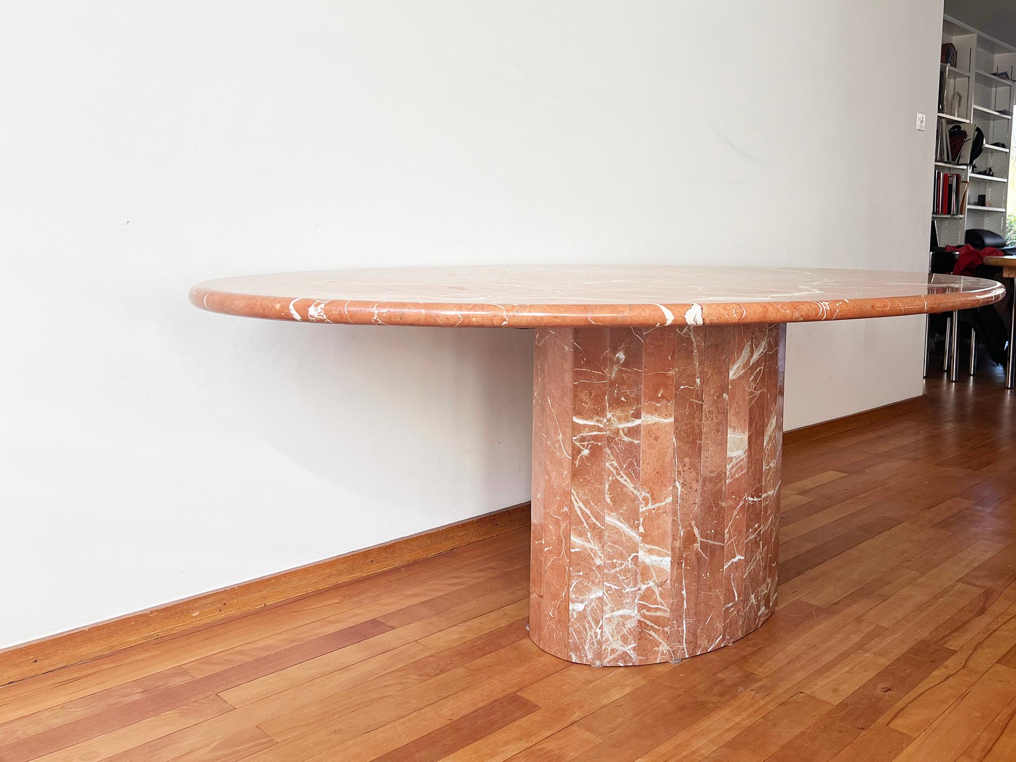 Postmodern Pink / White Italian Solid Marble Oval Dining Table, Italy ...