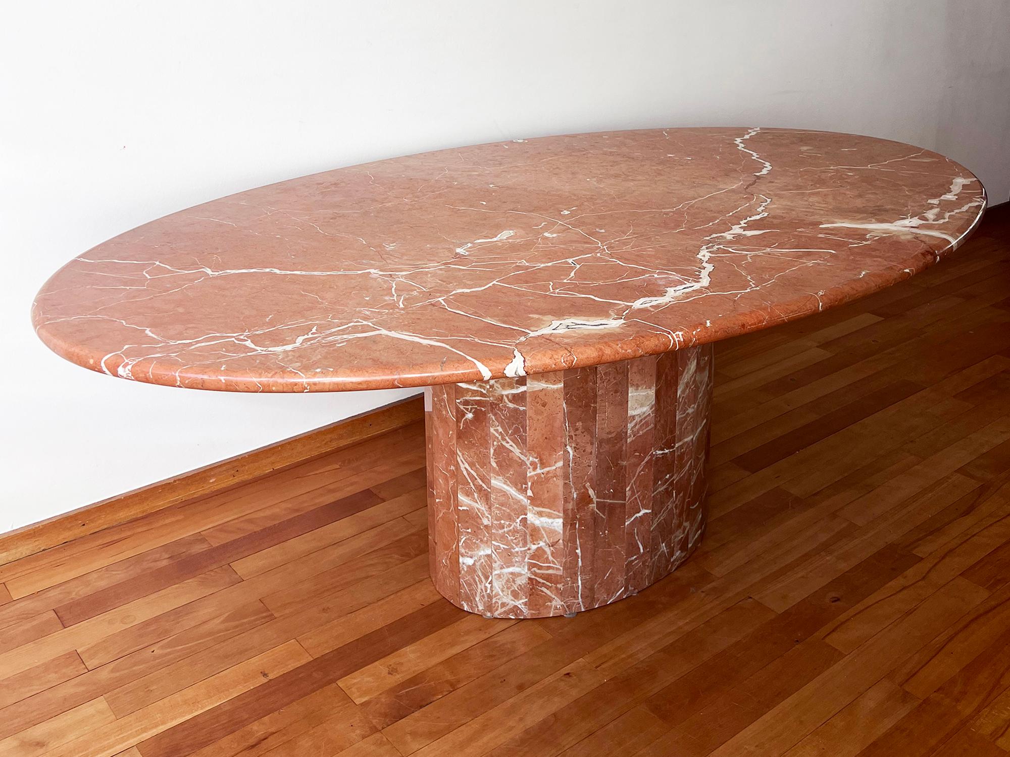 Postmodern Pink / White Italian Solid Marble Oval Dining Table, Italy ...