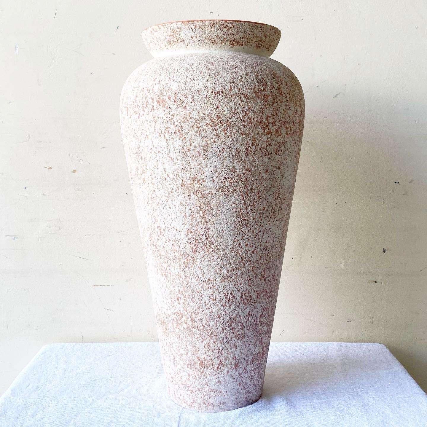 American Postmodern Pink & White Speckled Vase by Haeger