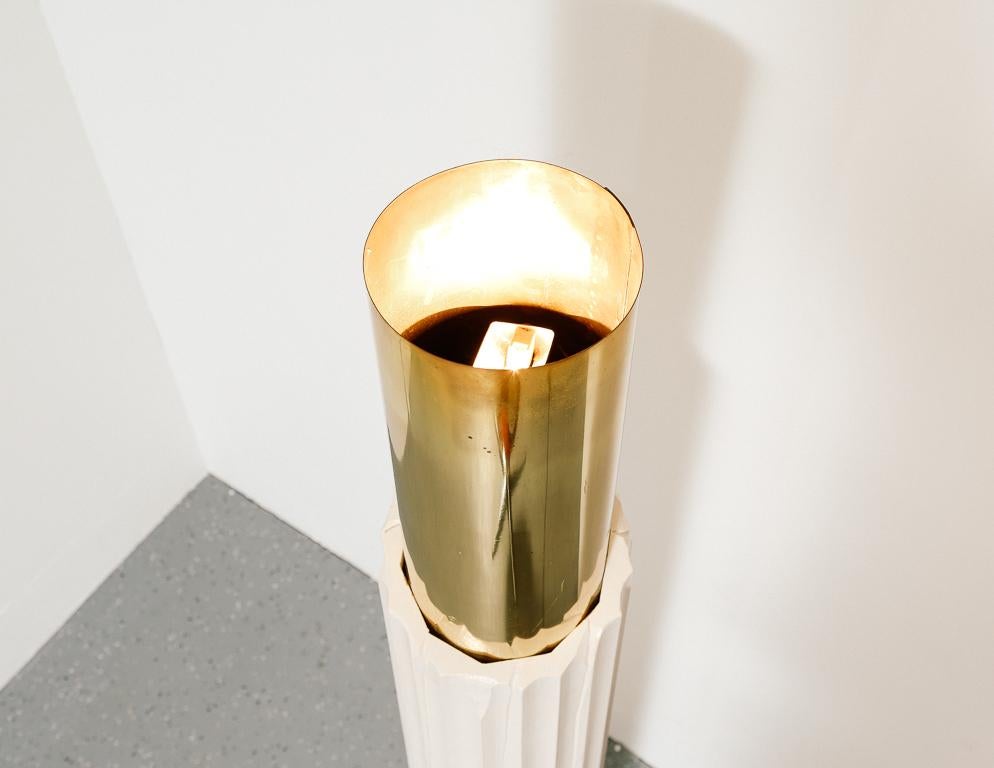 Late 20th Century Postmodern PLaster and Brass Column Torchiere