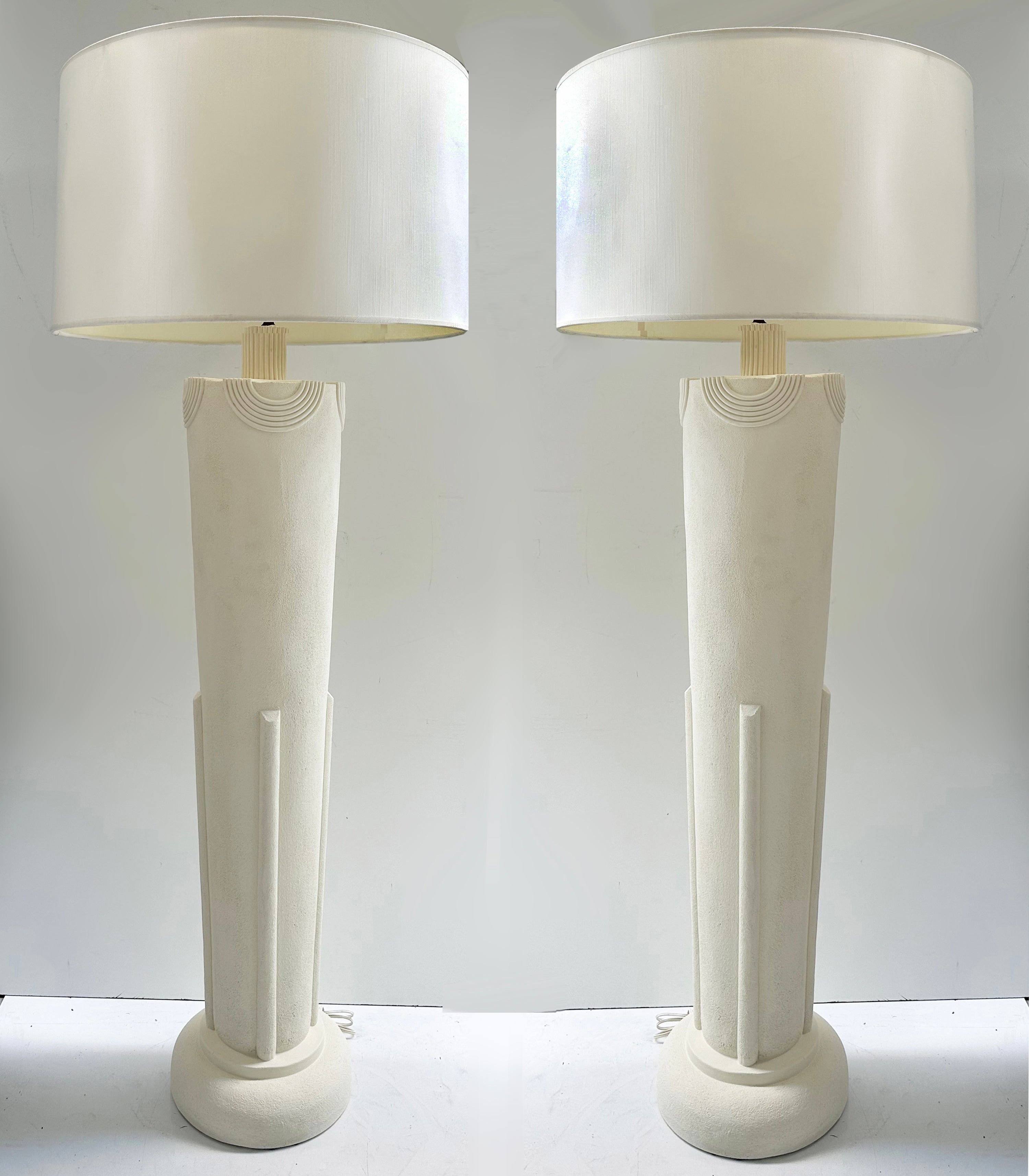 Postmodern Plaster Art Deco Revival Floor Lamps- a Pair For Sale 4