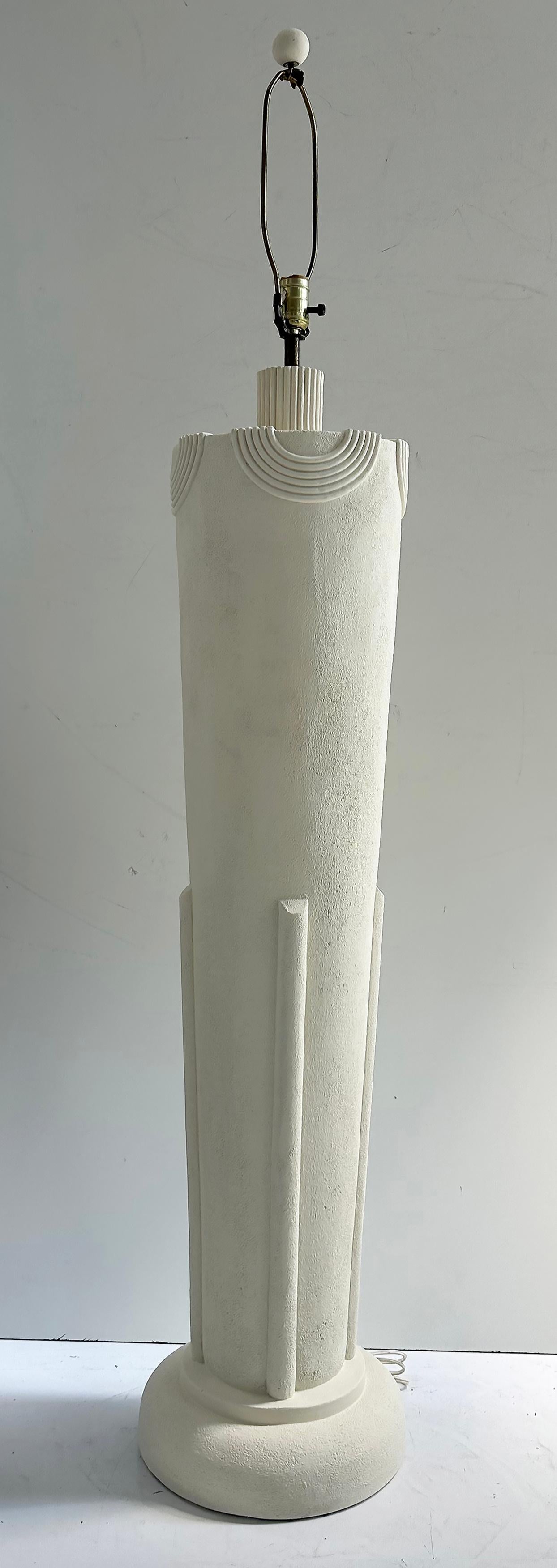 American Postmodern Plaster Art Deco Revival Floor Lamps- a Pair For Sale