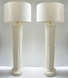 Vintage Postmodern Plaster Art Deco Revival Floor Lamps- a Pair