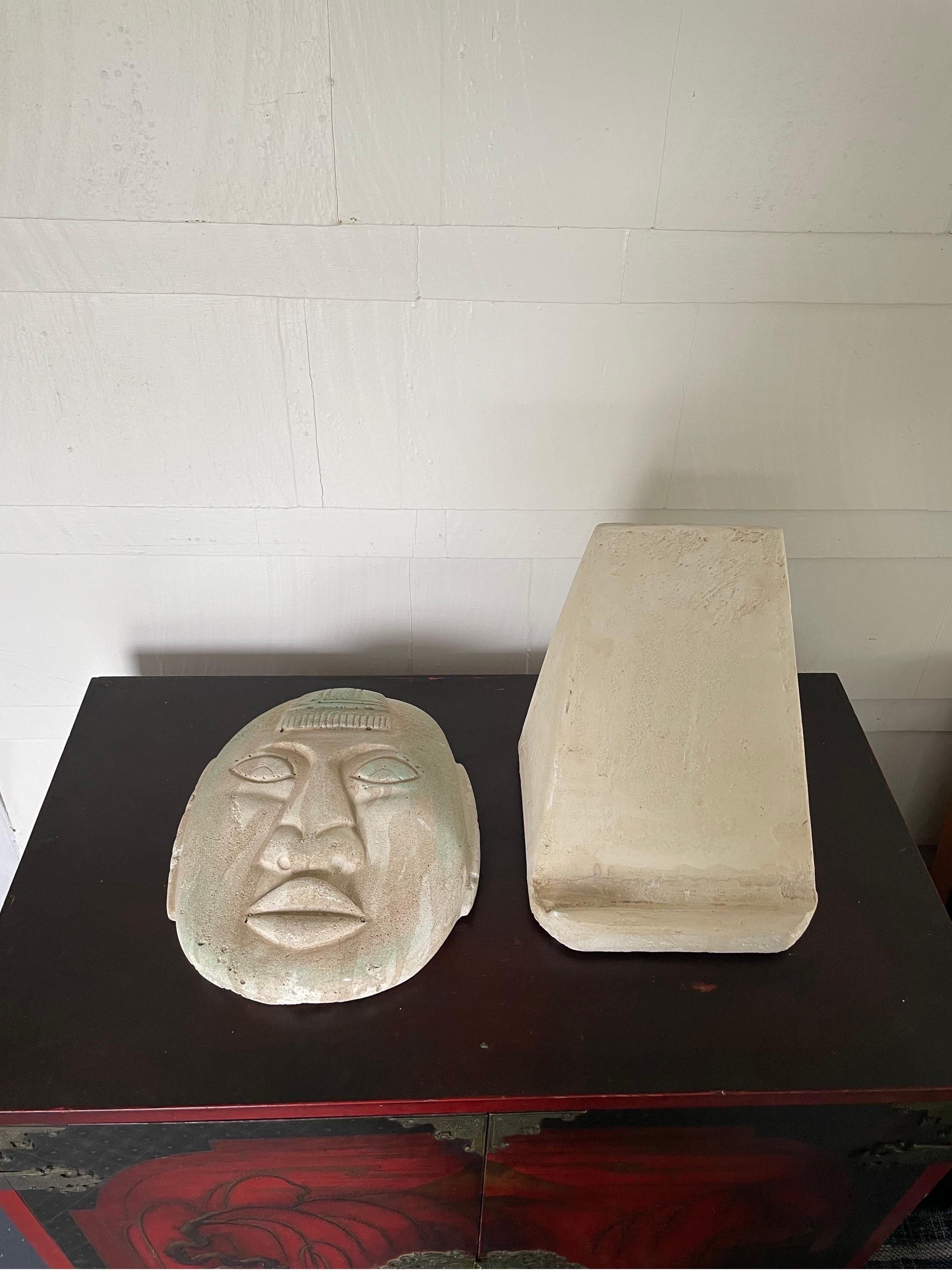 Postmodern Plaster Face Sculpture on Stand For Sale 1