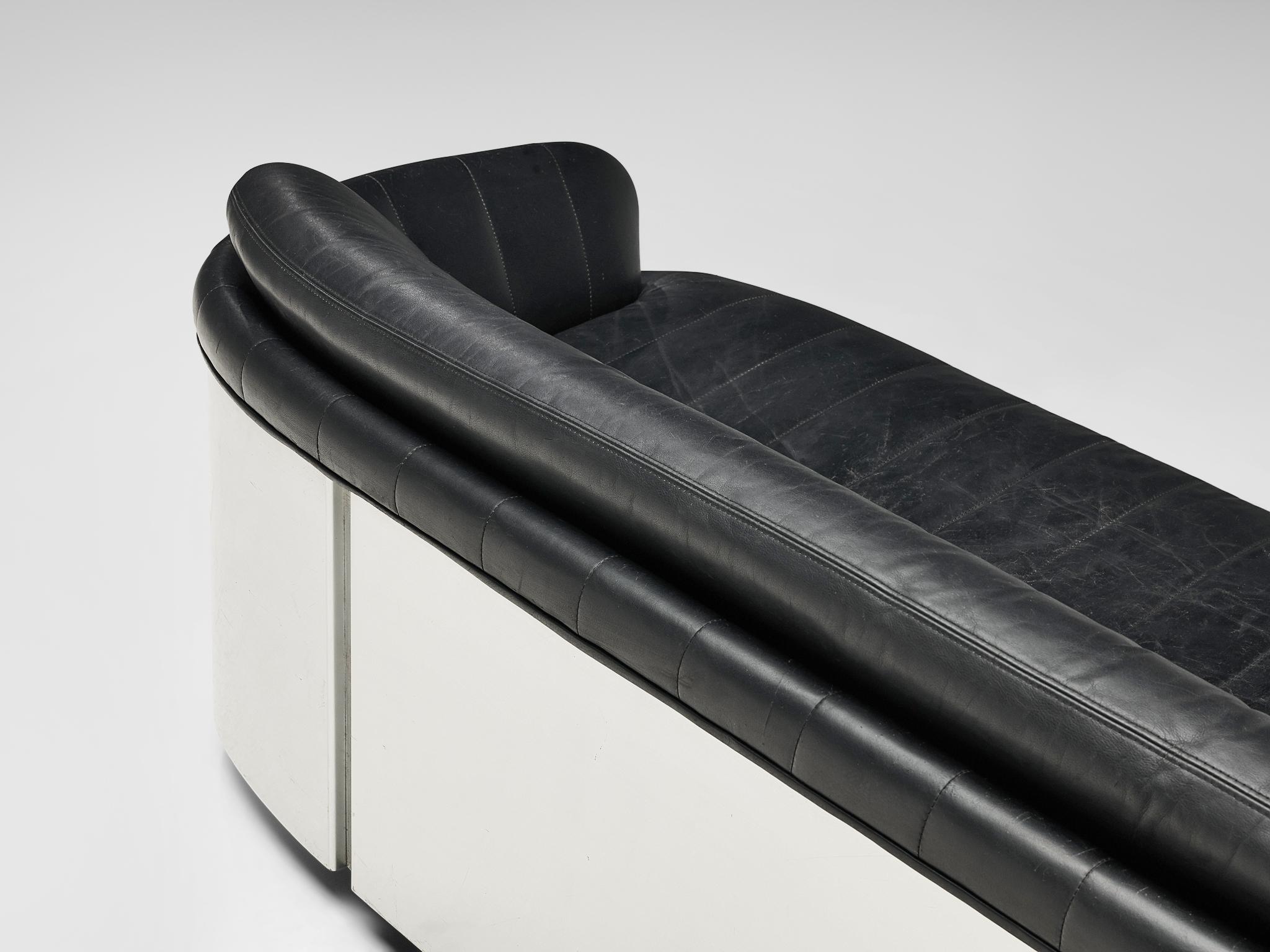 Postmodern 'Platina' Sofa by Durlet in Leather and Aluminum 3