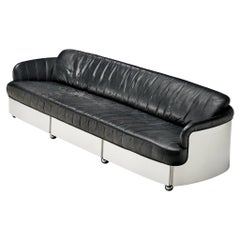 Postmodern 'Platina' Sofa by Durlet in Leather and Aluminum