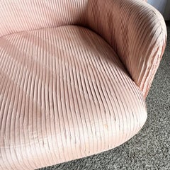 Postmodern Pleated Pink Fabric Arm Chairs by Preview Furniture - Set of 6