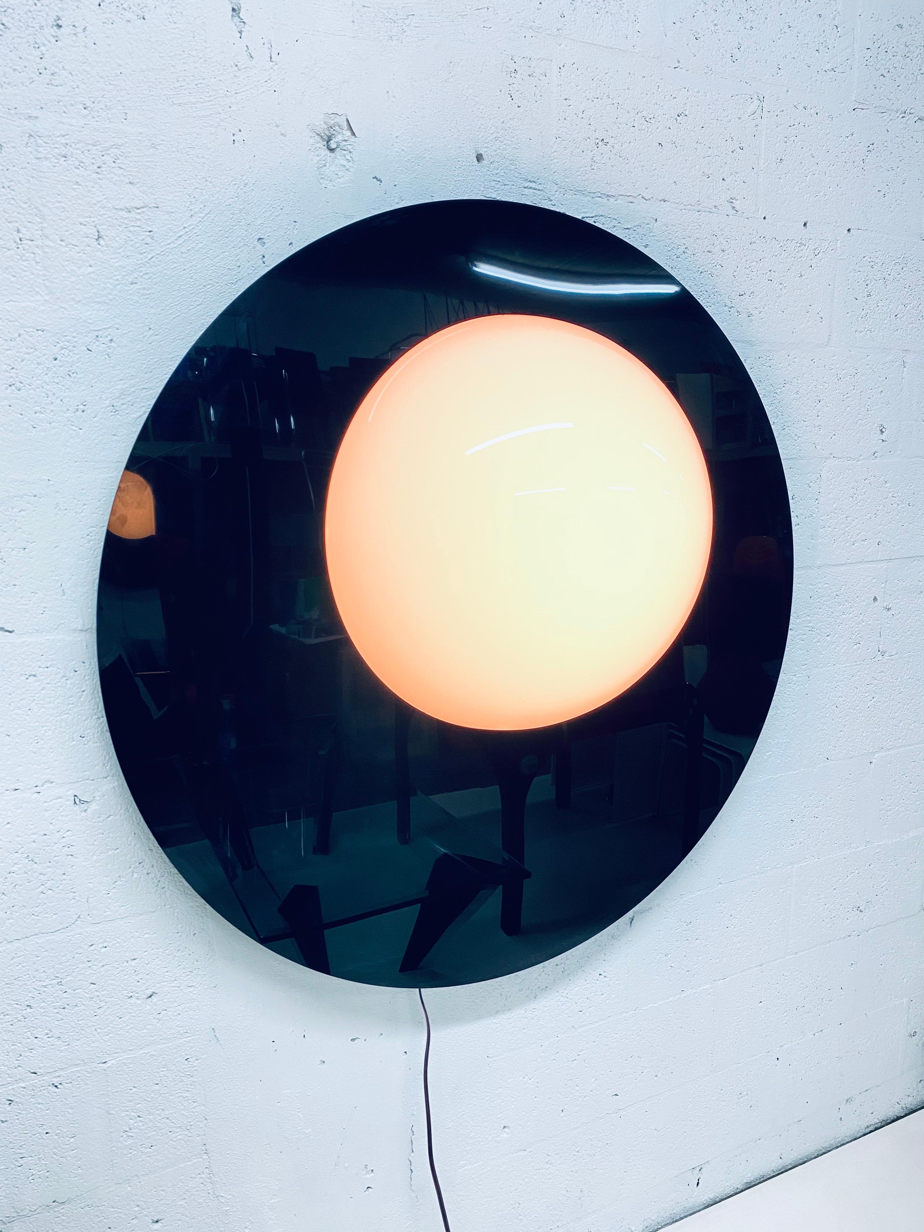 Post-Modern Postmodern Plexiglass Lunar Eclipse Orb Wall Mounted Lamp, 1980s