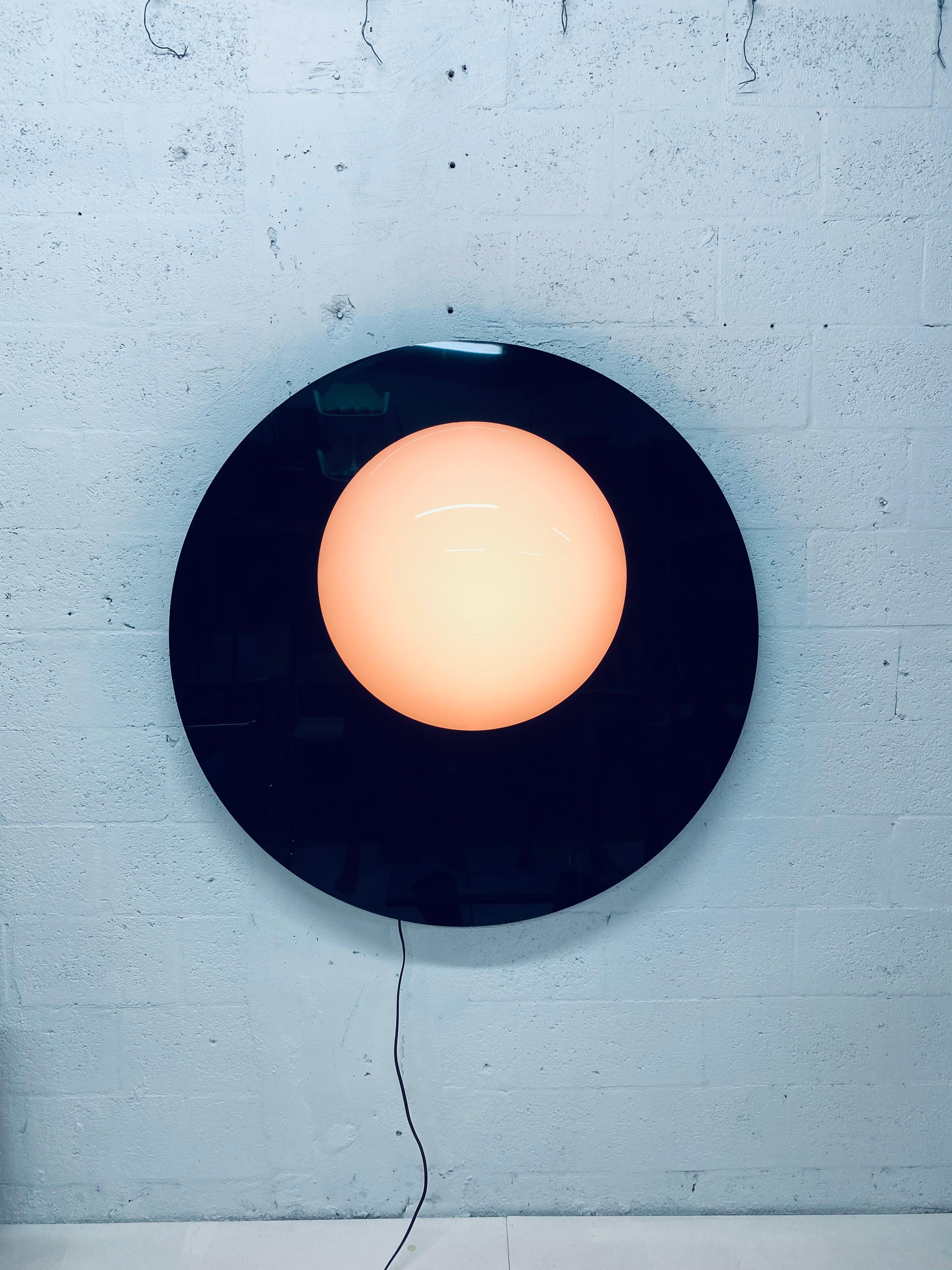 Postmodern Plexiglass Lunar Eclipse Orb Wall Mounted Lamp, 1980s In Good Condition In Miami, FL