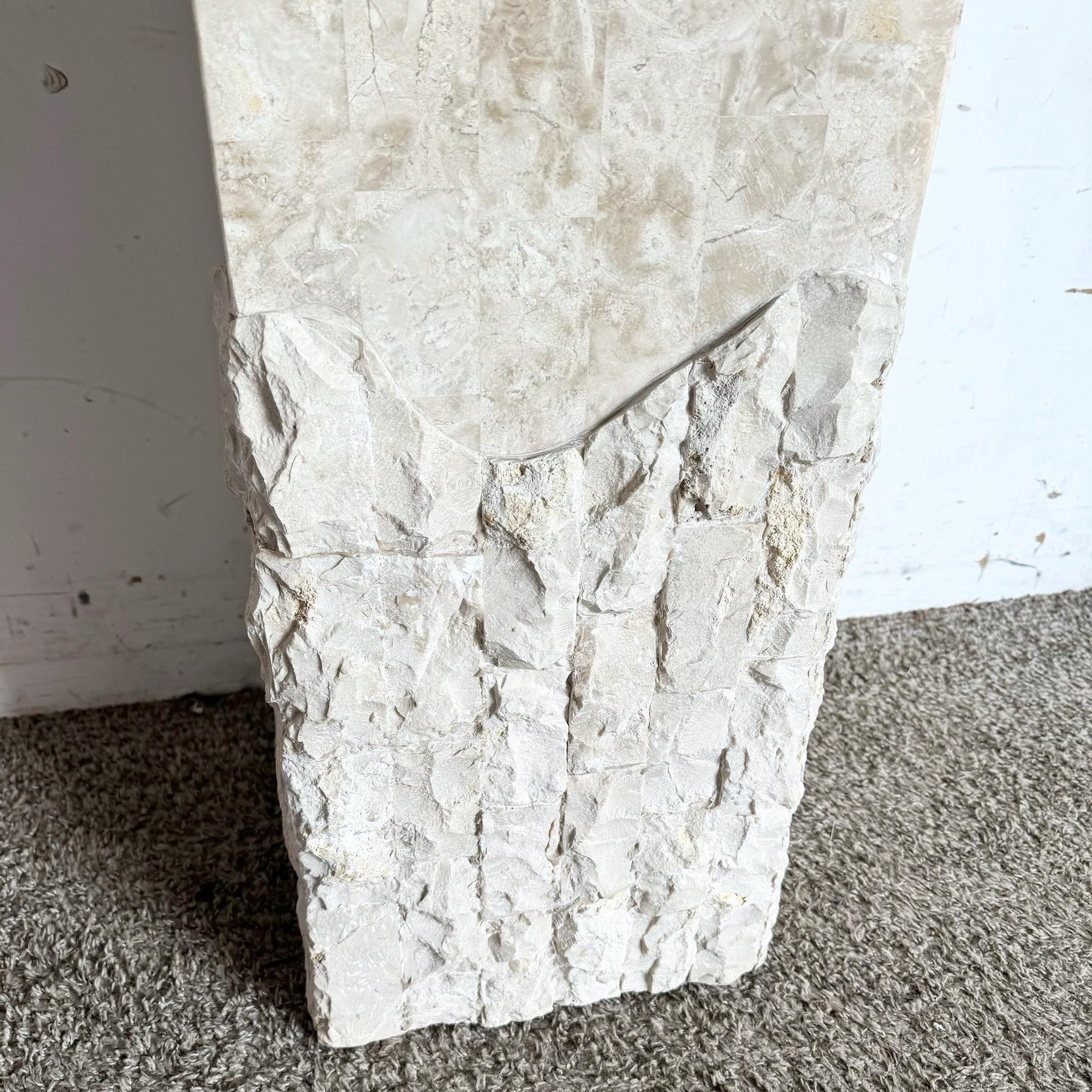 Postmodern Polished and Raw Tessellated Stone Rectangular Pedestal In Good Condition In Delray Beach, FL