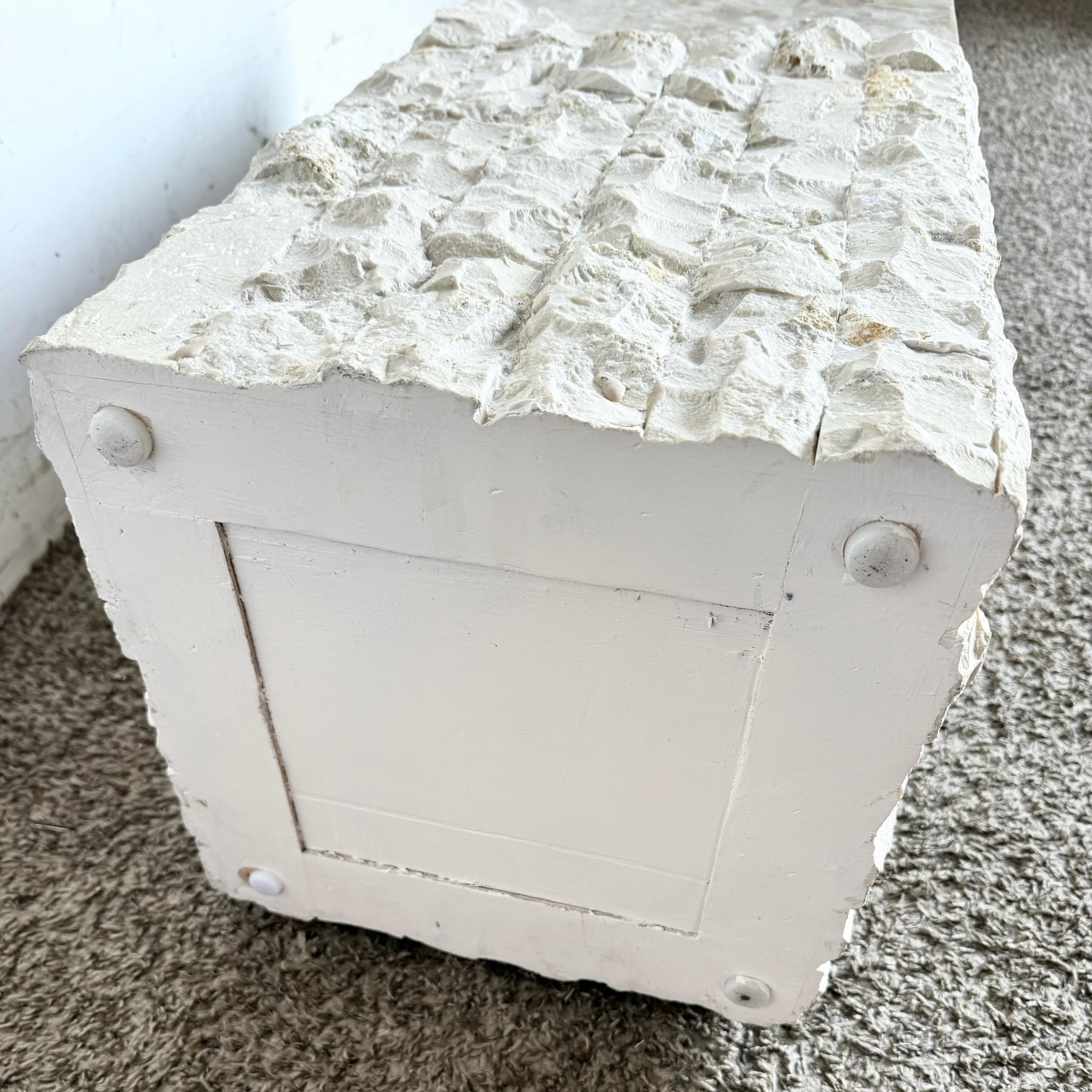 Postmodern Polished and Raw Tessellated Stone Rectangular Pedestal 4