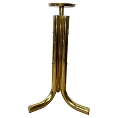 Postmodern Polished Brass Pedestal Plant Stand, Sculptural Modernist Form