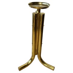 Postmodern Polished Brass Pedestal Plant Stand, Sculptural Modernist Form