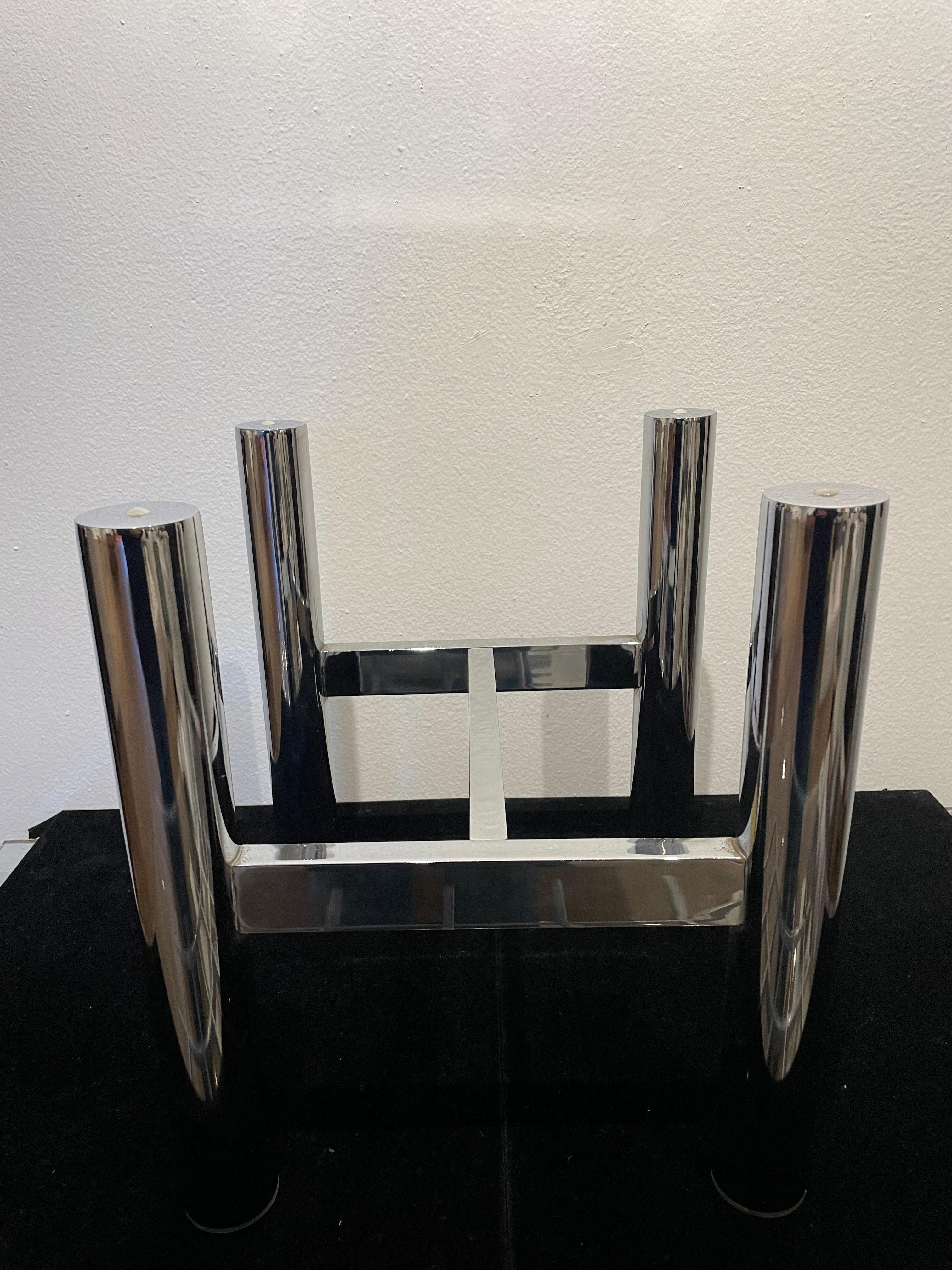 Post-Modern Postmodern Polished Chrome Petite Cocktail End Table Base by Renato Zevi For Sale