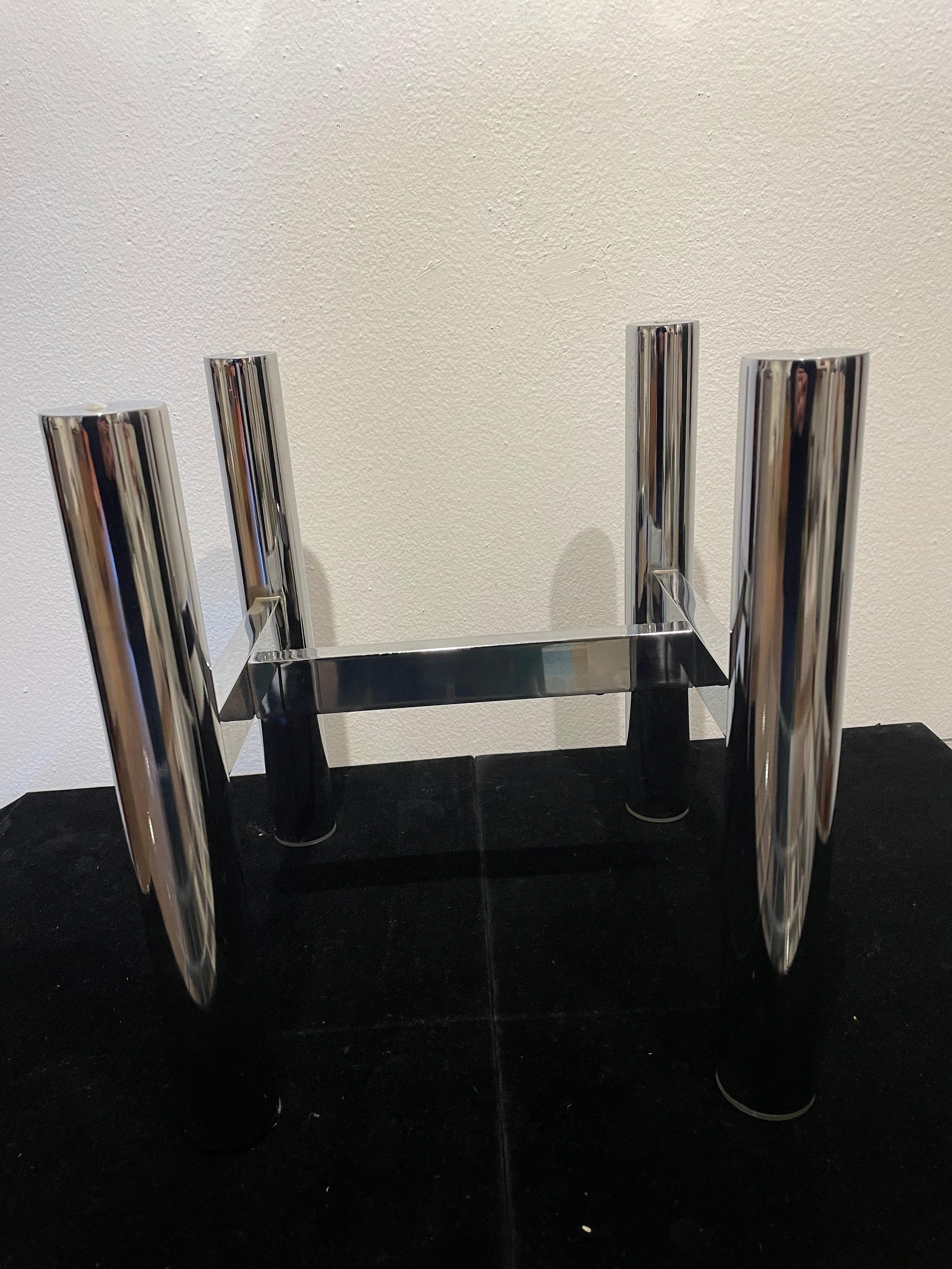 Postmodern Polished Chrome Petite Cocktail End Table Base by Renato Zevi In Good Condition For Sale In San Diego, CA