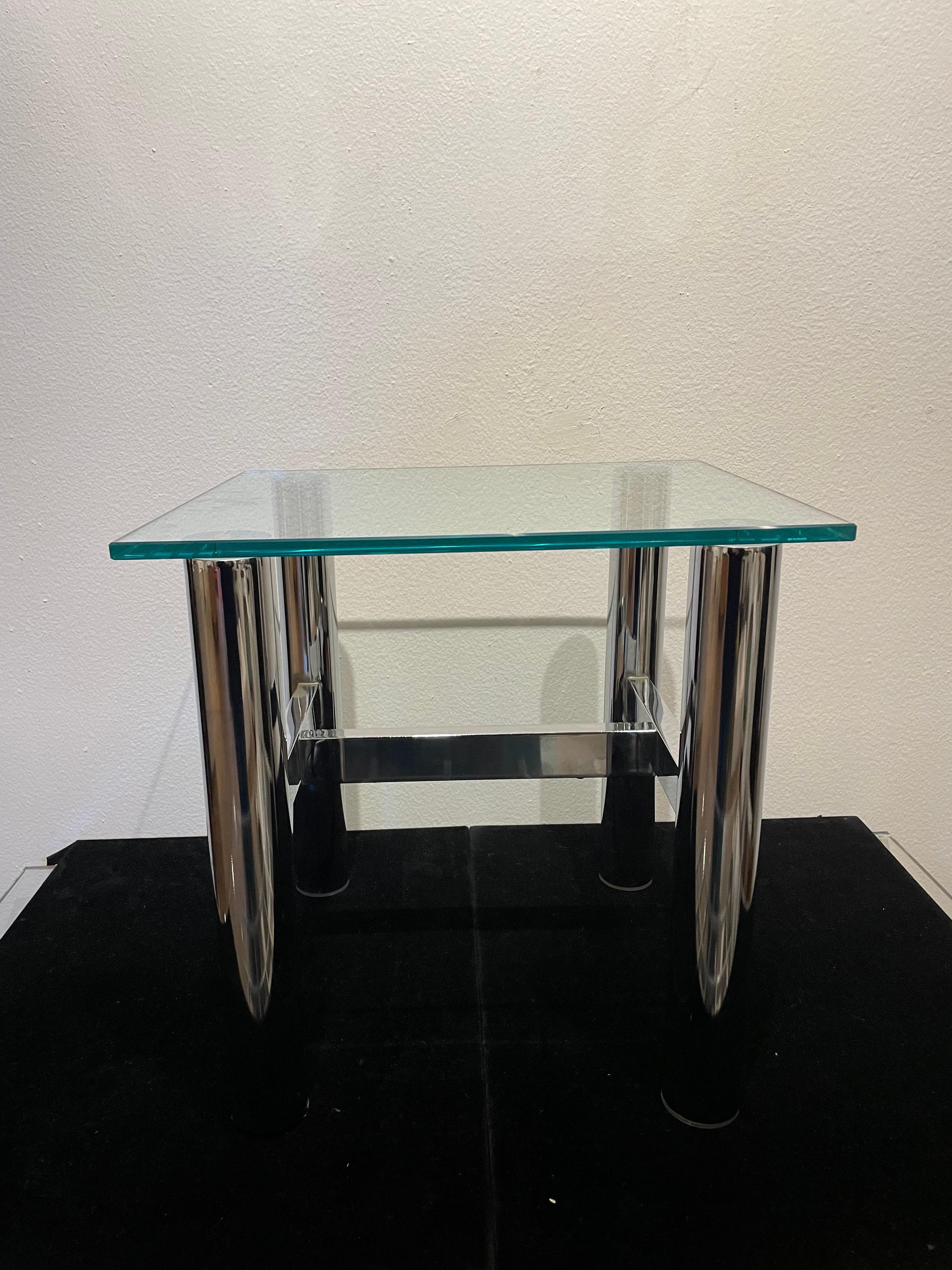 20th Century Postmodern Polished Chrome Petite Cocktail End Table Base by Renato Zevi For Sale