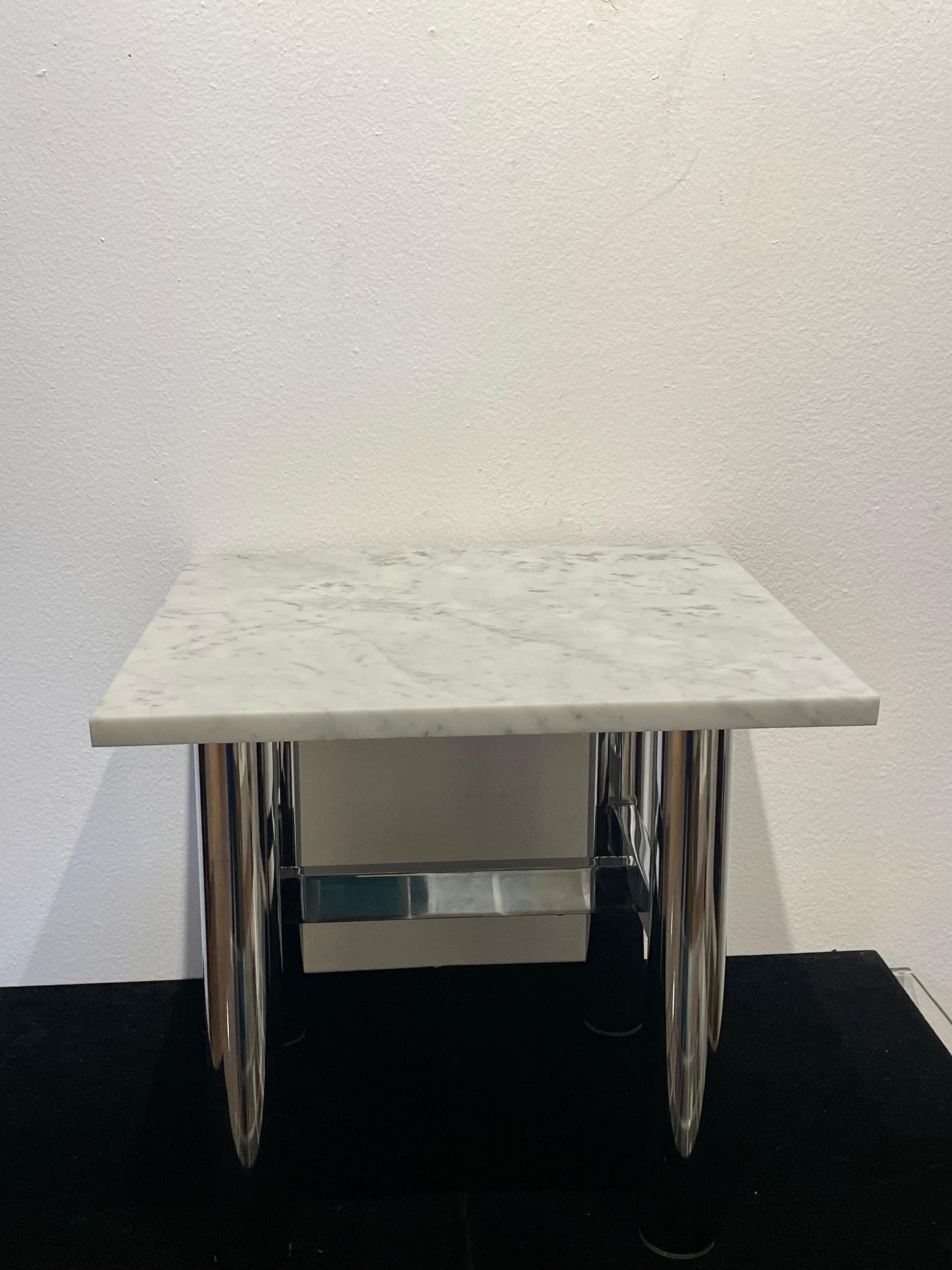 Postmodern Polished Chrome Petite Cocktail End Table Base by Renato Zevi For Sale 2