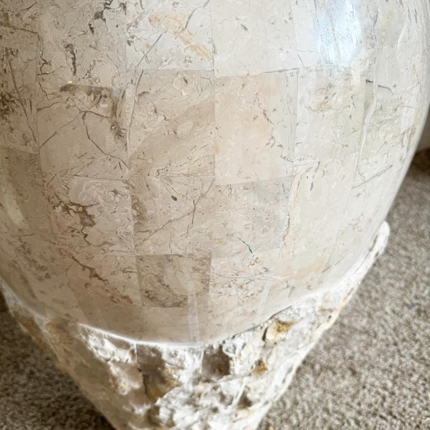 Post-Modern Postmodern Polished and Raw Tessellated Stone Floor Vase For Sale
