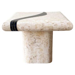 Postmodern Polished Tessellated Stone Side Table