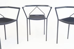 Postmodern Poltroncine Chairs by Zeus in Black Steel Italy Memphis Design Style
