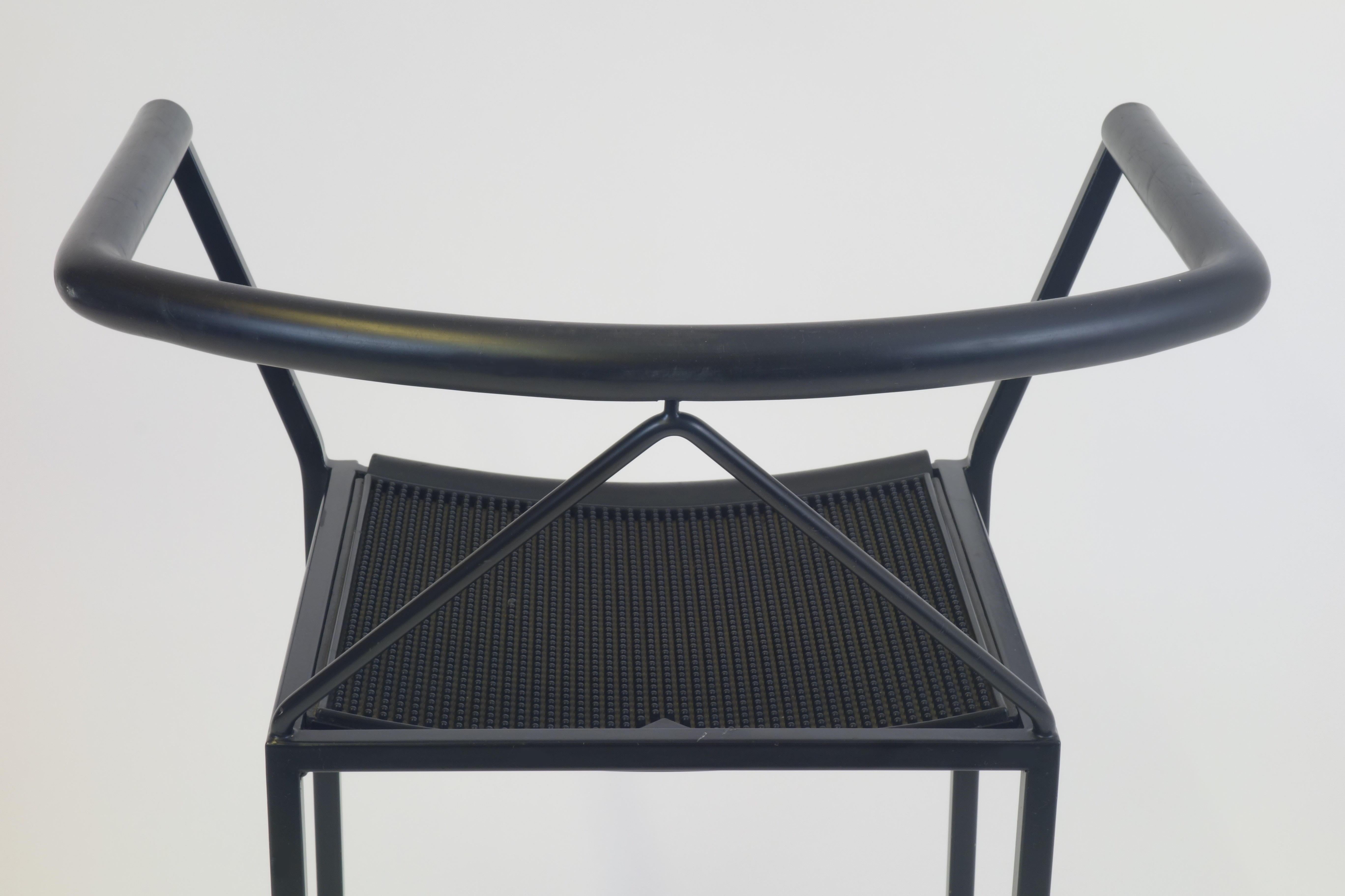 Post-Modern Postmodern Poltroncine Chairs by Zeus in Black Steel Italy Memphis Design Style For Sale