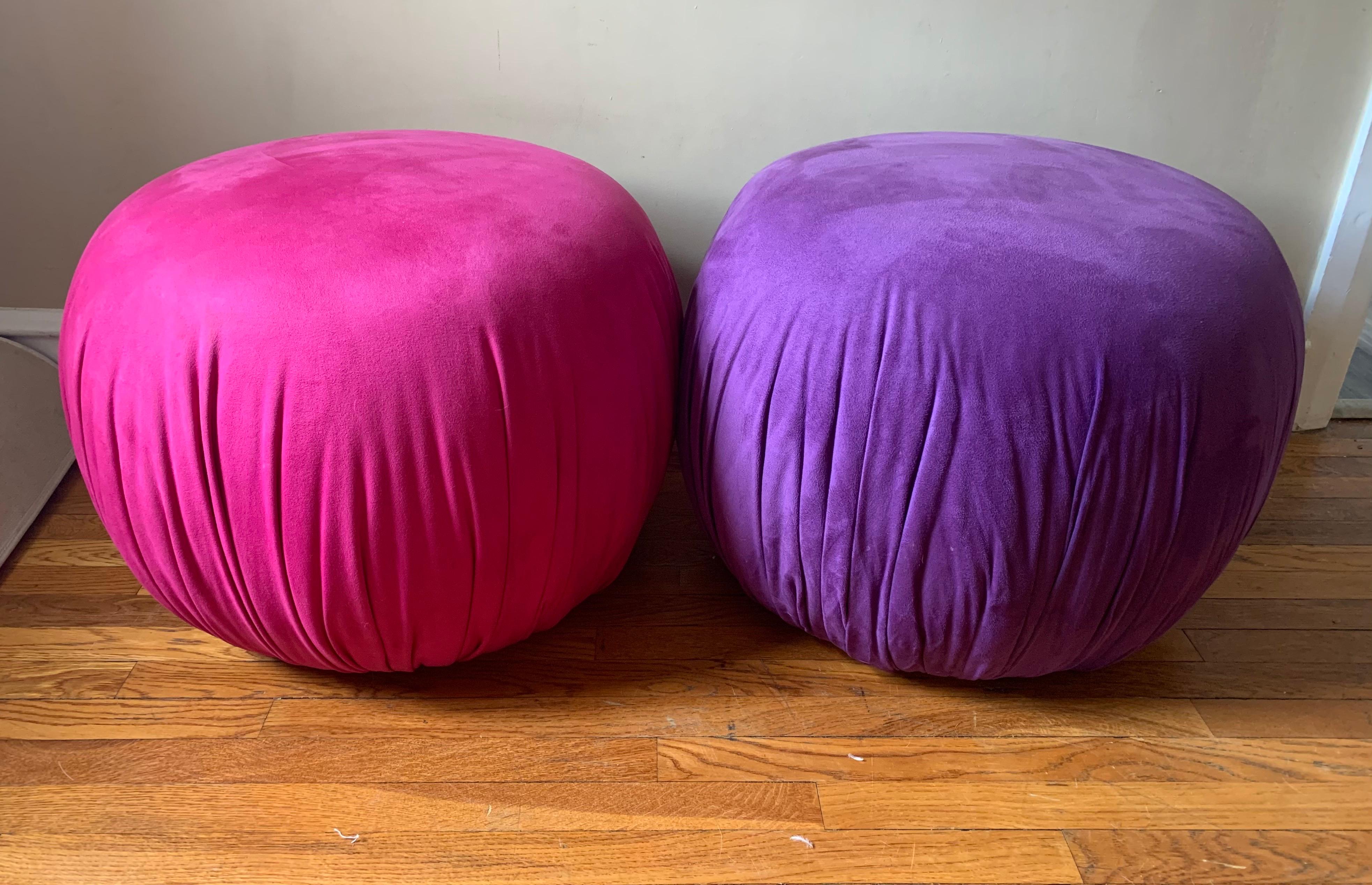 American Postmodern Poof Ottomans by Vladimir Kagan for Directional, A Pair