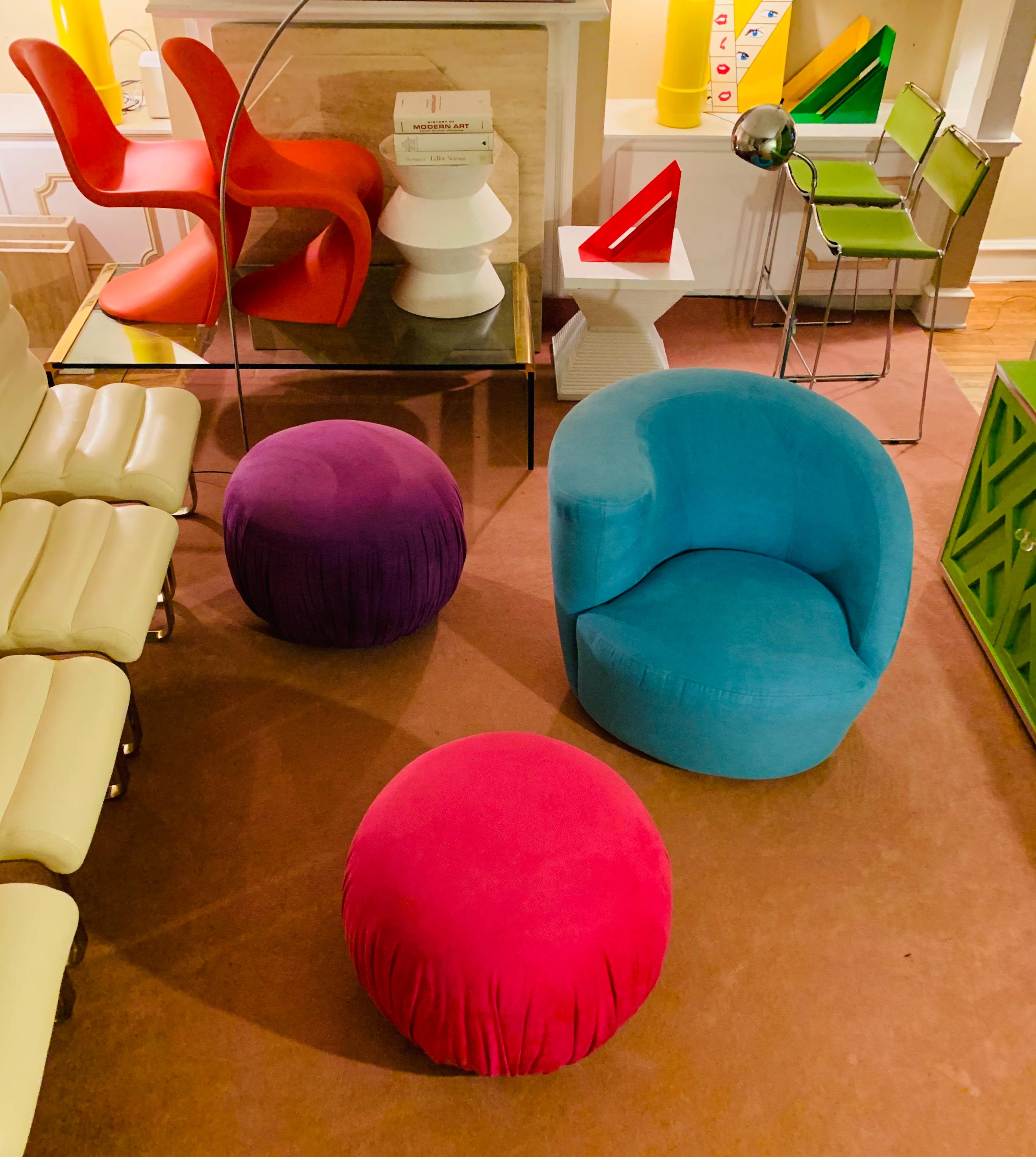 Hand-Crafted Postmodern Poof Ottomans by Vladimir Kagan for Directional, A Pair