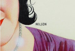 Modern Pop Art Elizabeth Taylor Portrait in Pencil by Bill Nelson, 1980