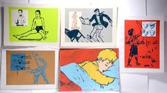 David Bromley Aussie Pop Art Silk Screen Painting ‘Boy Leaping’ 1990s Modern Art