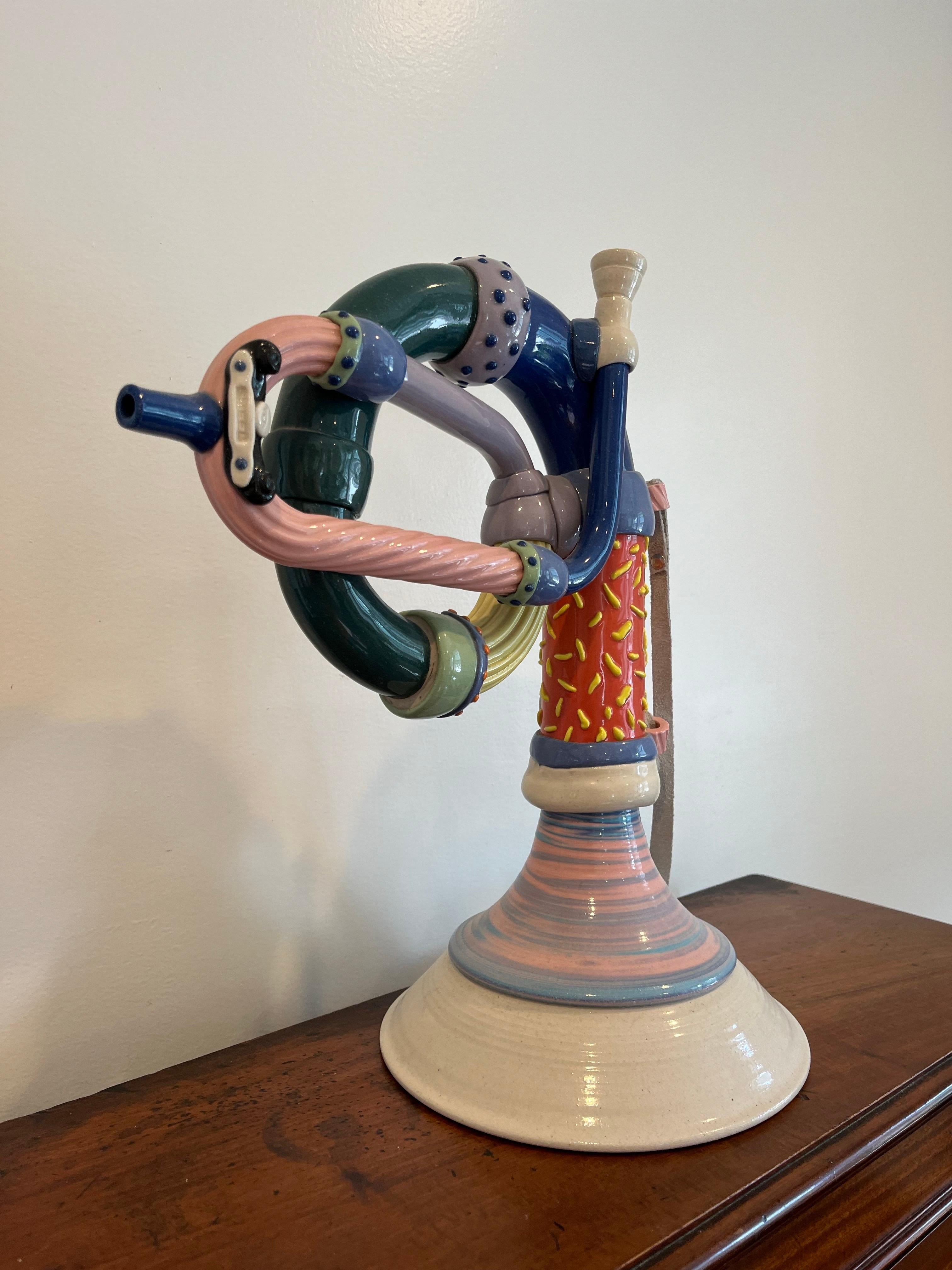 American Postmodern Pottery French Horn Steve Smeed 1997 For Sale